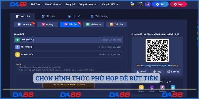 Chọn hình thức phù hợp để rút tiền