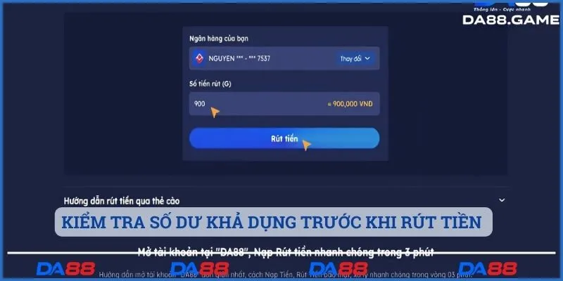 Kiểm tra số dư khả dụng trước khi rút tiền 